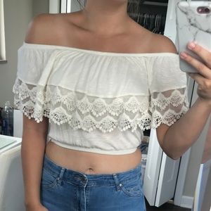 Lace Trim Off the Shoulder Crop Top - with tags!